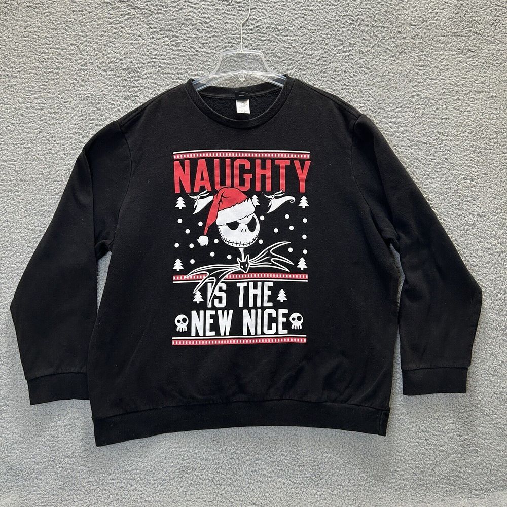 Disney Sweatshirt Mens 3XL Black Nightmare Before Christmas Jack Skeleton Unisex